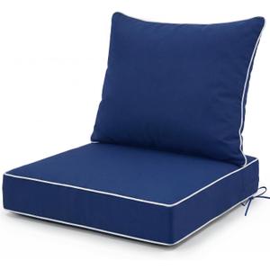 Outdoor Chair Cushion, 19 x 19 Inch Water&Fade Resistant Patio Furniture Chair Cushions, 4'' Thick Patio Loveseat Couch Seat Cushion with Handle Straps, Navy Blue