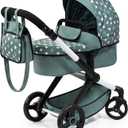 Bayer Doll Stroller Xeo: Realistic Baby Pram for Kids, Green Stars with Handbag, Ages 3+