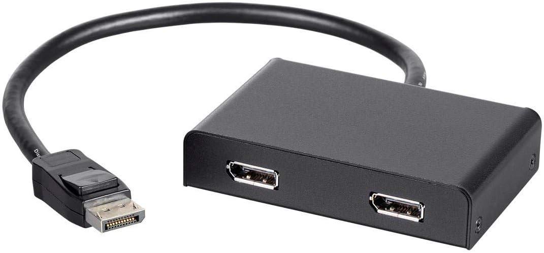 Monoprice DisplayPort 1.2 to DisplayPort Multi-Stream Transport (MST) Hub - 2-Port, DP to DP, Ideal for Digital Signage, Large Video Displays in Schools, 7.6 x 5.8 x 1.3