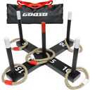 GOOSO Ring Toss Game for Kids - Indoor & Outdoor Game for Family and Adults with 5 Poles, 2 Bases and 6 Rings in 2 Colors, Backyard Party Activities for Adults Lawn Games for Kids