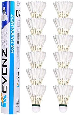 KEVENZ Goose Feather Badminton Shuttlecocks with Great Stability and Durability, High Speed Badminton Birdies,Pack of 8, White