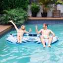 Sunrio 2025 Upgrade River Tube Floats for Adults Heavy Duty Pool Floats Inflatable Water Tube with Cup Holeder, Drink Cooler and Mesh Bottom Backrest (2 Pack Single/Double)