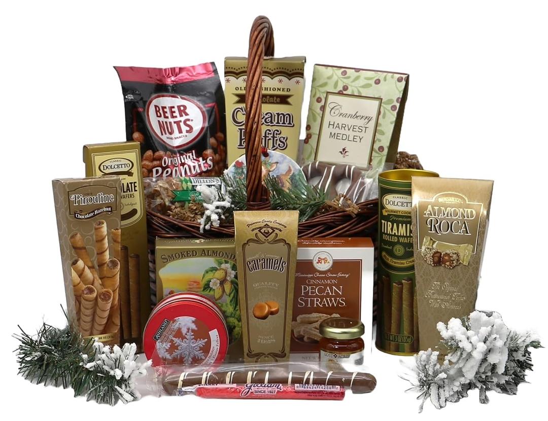 Gift Basket Village: Bountiful Holiday Harvest - Gourmet Nuts, Sweets, Jam, Candle & Ornament Set ( BBD: 07/16/26)