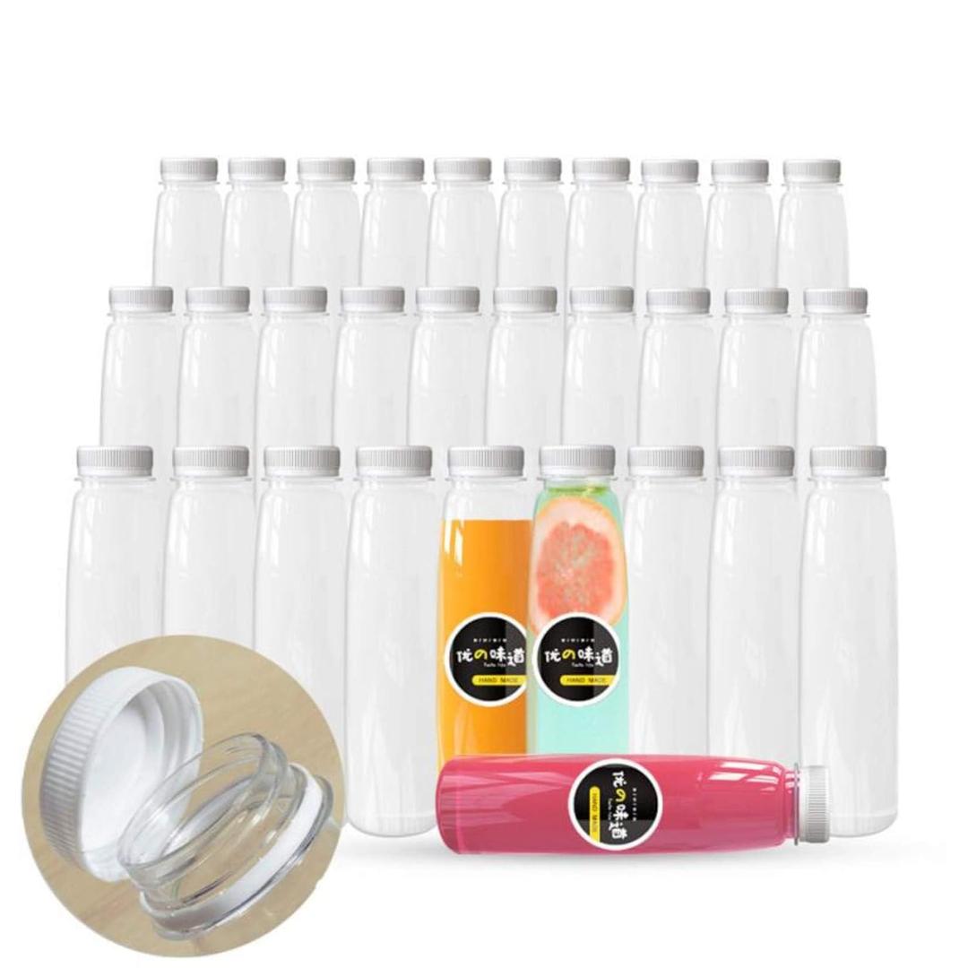 Holotap 47 Pcs 8 OZ Plastic Bottles with Caps, Empty PET Disposable Juice Bottles Bulk for Liquids with White Tamper Evident Lids (8 OZ, White)