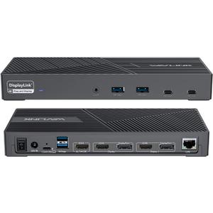 WAVLINK DisplayLink Docking Station Triple Monitor 4K@60Hz for 3 Monitors, 100W Charging for Thunderbolt 4/3, USB C M1 M2 M3 M4 Mac/Windows/Chrome - 3 HDMI, 2 DP, 6 USB Ports, 160W Power, LAN, Audio (Jet Black)
