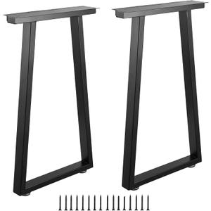 ALLCOS Metal Legs for Table 28 inch Trapezoid Shape Dining Table Legs Heavy Duty Desk Legs Metal Coffee Table Legs, Black, Set of 2