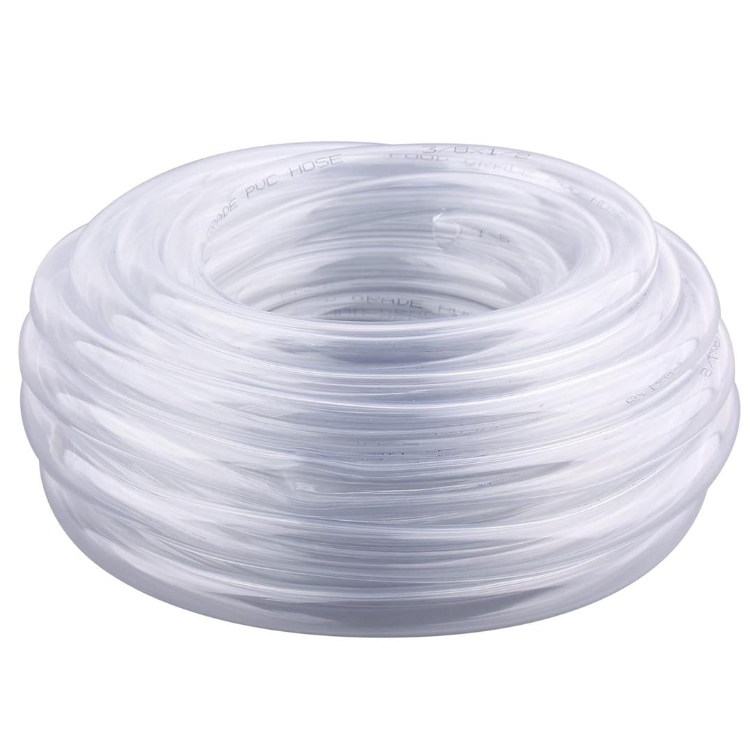 DERNORD PVC Tubing 3/8"ID X 1/2"OD Flexible Clear Vinyl Hose 25 Feet for Food Grade