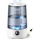 Homvana Humidifiers for Bedroom Home, 3.6 L Cool Mist Top-Fill 34H Super Long Time, Quiet 23dB, Baby Humidifier, Oil Diffuser for Large Room, House, Plant, Nursery, Office, BPA FREE, Ultrasonic (Grey)