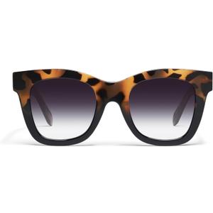 QUAY After Hours Polarized Sunglasses, Oversized Women Square Sunglasses with UV Protection, Statement Designer Shades (Tortoise Black/Fade)
