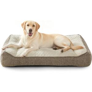 JOEJOY XL Orthopedic Dog Beds Large Sized Dog, Extra Thick Supportive Big Dogs Couch Bed with Sides, Ultra Soft Pet Bed Sofa for Large Dogs, Beige, 42inch