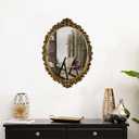 OIGUMR Medium Oval Wall Mirror Resin Frame Size20.4 x 14.5 inch Vintage Hanging Mirrors for Bedroom Living-Room Dresser Decor Gold