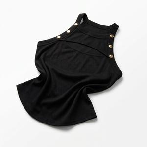 Halter-neck tank top, black, L