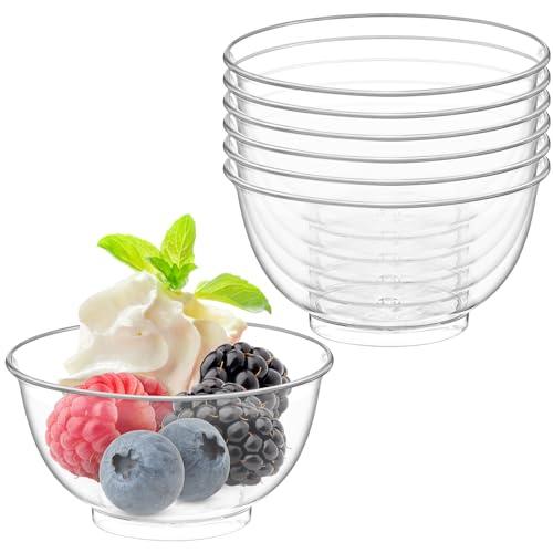 TOFLEN 100ct 2 oz Mini Plastic Dessert Cups, Clear Reusable Tiny Small Party Serving Bowls for Appetizers, Dips, Desserts, Mini Round Hors D'oeuvres Plates