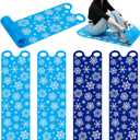 Leyndo 54" Large Snow Sled for Adults Flexible Flying Carpet Snowflake Slider Mat Sledding Equipment Snow Lightweight Roll up Snowboard for Christmas Winter Ski Outdoor (Dark Blue, Light Blue)