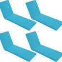 Chaise Lounge Cushions Outdoor Set of 4 - Waterproof and Fade Resistant Sun Lounger Replacement Cushions - Patio Lounger Pads with Removable Cover for Pool, Deck, Lawn, 80 x 26 x 3 Inch, Teal