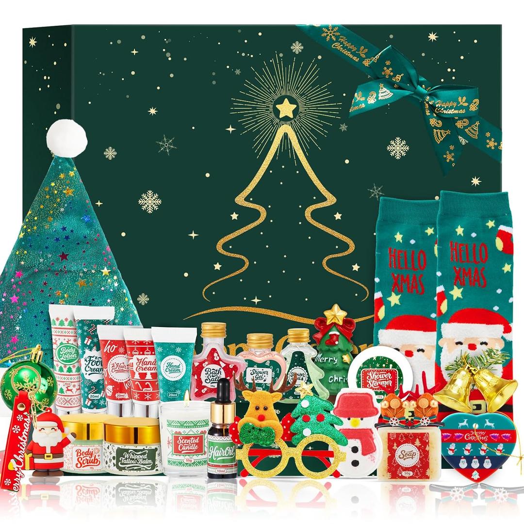 Advent Calendar 2025 Skincare Gift Set for Women, 24 Day Christmas Gifts, Holiday Beauty Gift Box, Spa Gift Basket for Mom & Teen Girls