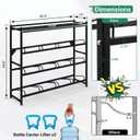 5 Gallon Water Jug Holder Heavy Duty4-Tier Water Jug Rack w/Top Shelf, Wall Mount Water Bottle Holder for 12 Bottles, Powder Coated Water Rack Stand for Home, Office, Restaurant, Gym. BK, 12 Bottle, Modern