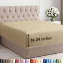 Extra Deep King Fitted Sheet - Hotel Luxury Single Fitted Sheet Only - Easily Fits 18 inch to 24 inch Mattress - Ultra Soft, Wrinkle Free w/Extra Deep Pockets - Easy-Care, Breathable & Comfy - Beige