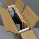 JANSNIMEN Double Layer Bread Box for Kitchen Countertop, Large Breadbox Bread Container Storage with Acrylic Door, Wooden Farmhouse Bread Holder (Black, Medium)