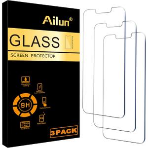 Ailun Screen Protector for iPhone 16e / iPhone 14 / iPhone 13 / iPhone 13 Pro [6.1 Inch] Display 3 Pack Tempered Glass, Case Friendly [Not for iPhone 16 6.1 Inch]