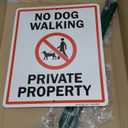 SmartSign 12 x 10 inch No Dog Walking - Private Property LawnBoss Yard Sign with 3 foot Stake, 40 mil Laminated Rustproof Aluminum, Red, Black and White, Set of 1, Made in USA