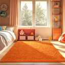 Ophanie Orange Fall Rugs for Bedroom Living Room, Fluffy Fuzzy Furry Carpet, Plush Soft Shaggy Bedside Indoor Floor 4x6 Area Rug for Kids Girls Boys Baby Teen Dorm Nursery Home Decor Aesthetic