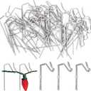 100-Count Metal Gutter Hooks for Outdoor Christmas Lights, Outside Lights Gutter Hangers for Gutter Guards Mesh Leaf Filter Shingles Eaves Fences, Ornament Clips Hooks for Hanging Christmas Lights