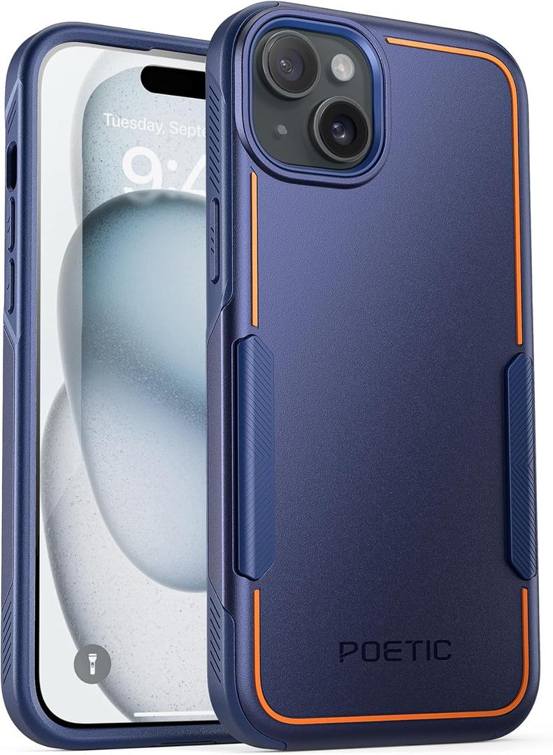 Poetic Neon Series Case Compatible with iPhone 15 Plus, Dual Layer Light Weight Slim Shockproof Protective Drop Protection Phone Case 2023 New Cover for iPhone 15 Plus (6.7 Inch), Navy Blue