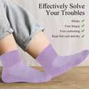 3 Pairs Diabetic Socks for Women & Men Plus Size - Non-Binding Ankle Socks with Dotted Grips, Easy Stretch Non-Slip Comfort Socks, Purple (M)