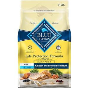 Blue Buffalo Life Protection Formula Healthy Weight Adult Dry Dog Food, Supports an Ideal Weight, Made with Natural Ingredients, Chicken & Brown Rice Recipe, 34-lb. Bag