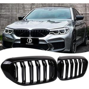 G30 Grille,Front Kidney Grill Grille Compatible with 2017-2020 5 Series G30 G31 F90 (M5) (Double Slats Gloss Black Grills, 2pcs)