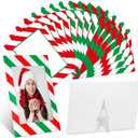 Leinuosen 120 Pcs Christmas Picture Frame Ornaments 4x6 Paper Photo Frames Bulk Cardboard Frames with Stand DIY Red and Green Photo Crafts Frame for Hanging Ornament Decorations(Stripe Theme)