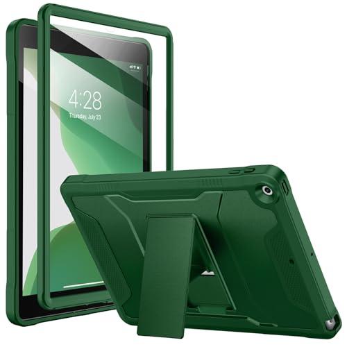 Soke Case for iPad 9th/8th/7th Generation 10.2-Inch (2021/2020/2019 Release), with Built-in Screen Protector and Kickstand, Rugged Full Body Protective Cover for Apple iPad 10.2 Inch - Alpine Green
