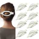 8 Pack Glossy White Flat Hair Clips for Women  Sleek Non-Slip Claw Clips with Strong Hold, Minimalist Hair Accessories for Bridal, Office, or Everyday Wear