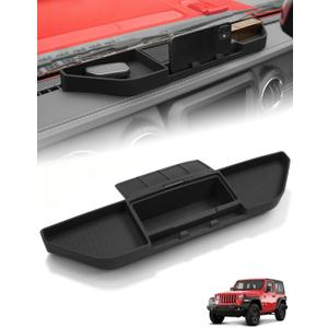 JROAD Silicone Dashboard Organizer Tray with Hidden Lid for Jeep Wrangler JL 2018-2023 & Jeep Gladiator JT 2020-2023 No Rattle Non-Slip Dash Phone Mount & Storage Mat (Black)