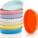 Foraineam 8 Pack Porcelain Ramekins, 6 Ounce Oval Baking Dishes for Creme Brulee, 6 x 4.3 x 1.2 Inch Baking Ramekins Dessert Bowls Set for Souffle, Pudding, Quiche, Custard, Dishwasher and Oven Safe