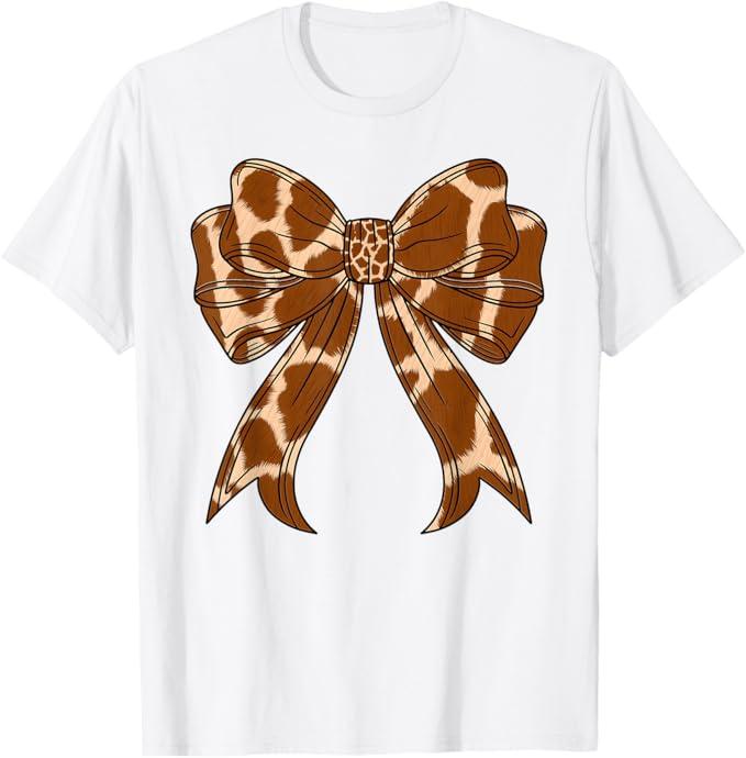 Cute Coquette Bow Giraffe Pattern Zoo Animals Giraffe Print T-Shirt M