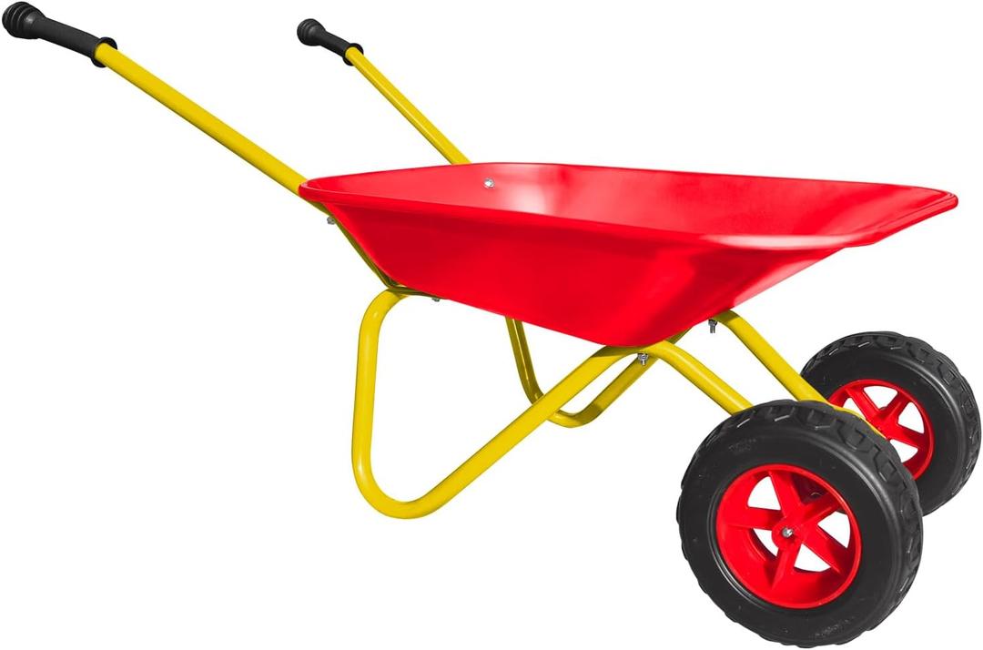 Red Toddler Wheelbarrow Toy,2 Wheel Kids Metal Wheelbarrow,Child's Wheel Barrow Heavy Duty,Small Wheel Barrel Toddler Gardening Tool Set Gift for Children Indoor Outdoor(red)
