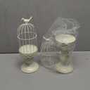 Pack of 2-Piece Birdcage Candle Holder, Vintage Candle Stick Holders, Wedding Candle Centerpieces for Tables, Iron Candlestick Holder Home Decor (Ivory-1)