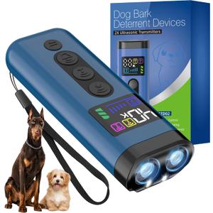 Dog Bark Deterrent Device, 65 FT Range,3X Ultrasonic Bark Deterrent Device & Ultrasonic Dog Trainer - Anti-Barking Device with Color Display, Safe & Effective Alternative to Bark Collars -Blue Dog Bark Deterrent Device, 65 FT Range,3X Ultrasonic Bark Deterrent Device & Ultrasonic Dog Trainer - Anti-Barking Device with Color Display, Safe & Effective Alternative to Bark Collars -Blue