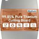 Real 99.85% Pure Titanium Cutting Board 13.66" x 9"- BPA Free, Non-Porous & Durable Kitchen Chopping Board for Meat, Vegetables, Fruits