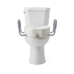 Medline 5" Raised Locking Toilet Seat, With Arms, 400 lb. Weight Capacity, Fits Most Elongated Seats