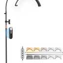 Half Moon Light for Lash Tech, Gooseneck Lash Lamp with Phone Holder for Eyelash Nail Art Tattoos Skincare, LED Floor Lamp Esthetician Light with 5 Color Temperatures & Brightness Setting (Black)