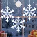 BHCLIGHT 3 Pack Christmas Window Lights, Cool White Snowflakes, Battery Operated Christmas Window Decorations Light up with Suction Cup and Timer Function for Window Glass Wall Decor