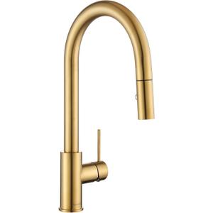 AguaStella AS60BG Brushed Gold Brightly Kitchen Sink Faucet with Pull Down Sprayer Single Handle