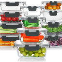 KOMUEE 24 Pieces Glass Food Storage Containers Set,Glass Meal Prep ContainersStackable Airtight Glass Storage Containers with lids,Freezer, Microwave, Oven Safe,Blue