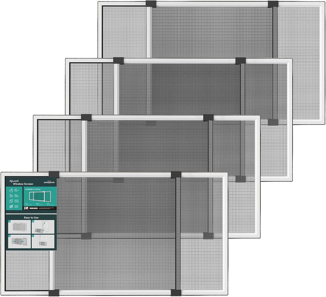 paramondo Expandable Window Screen, 15" H x 21.6" - 40" W, 4 Pack
