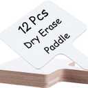 12 Pcs Dry Erase Answer Paddle 7 x 9 Inch Handheld Wooden White Board Double Sided Dry Erase Small Whiteboards for Students Classroom Games Party Auction Paddles for Bidding Meeting Voting(12)