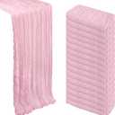 16 Pack Pink Table Runner Cheesecloth 10Ft Gauze Cheese Cloth Table Runner 120 Inch Boho Sheer Rustic Fabric for Summer Party Holiday Decor Bridal Baby Shower Wedding Decoration