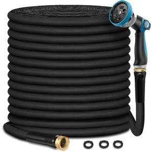 Garden Hose 25 FT, Heavy Duty Water Hose with Aluminum Fittings, Puncture Proof All-weather, Ultra-Lightweight and Flexible, Watering and Cleaning for Outdoor, Lawn